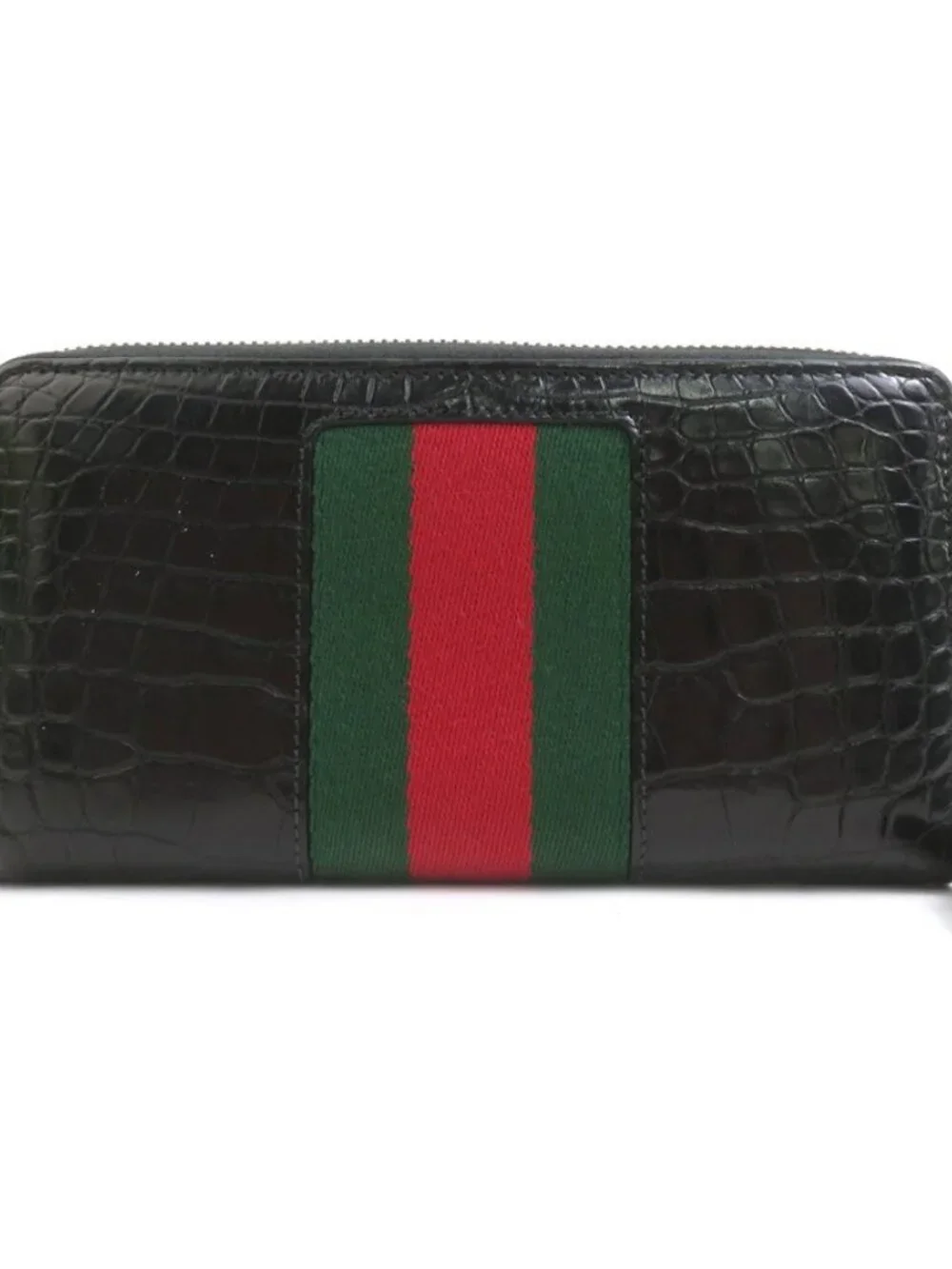 GUCCI Zip Around Long Wallet Black Embossed Leather/Goldtone - - Picture 2 of 8